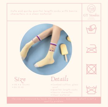 Summer Sanrio Yellow Rabbit Mid Calf Socks For Friends, 4 of 5