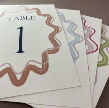 Modern, Fun, Wavy Colourful Table Numbers, 6 of 6