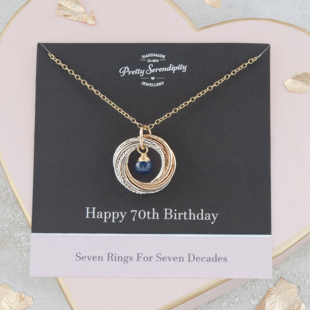 70th Birthday Mixed Metal Necklace With Birthstone, 1 of 10