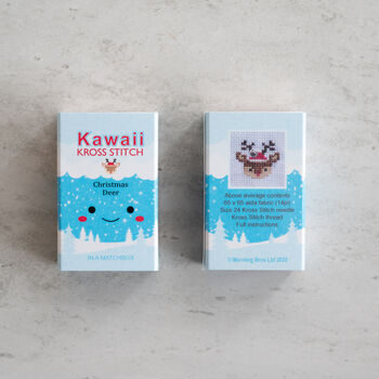 Kawaii Christmas Deer Mini Cross Stitch Kit, 6 of 8