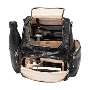 Amber Midi Embossed Black Leather Backpack, 2 of 10