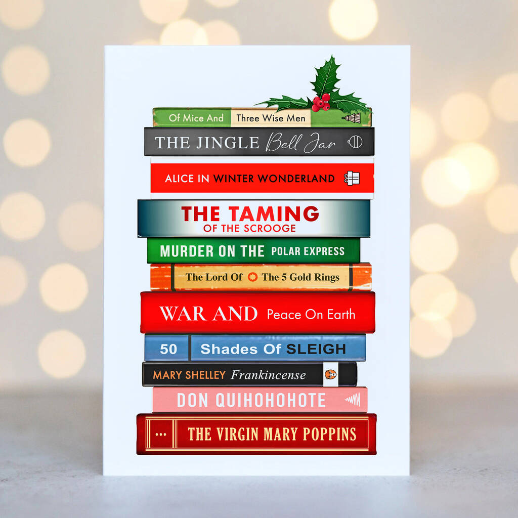 Funny Book Puns Christmas Card, 1 of 5