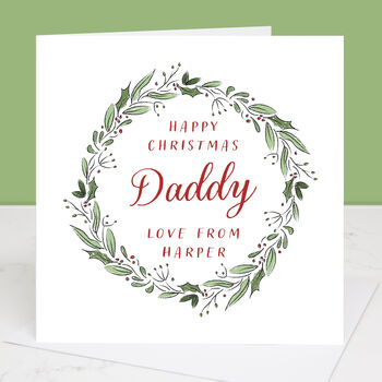 Happy Christmas Dad Personalised Wreath Card, 2 of 4