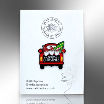 Merry Christmas Truck With Santa Claus And Tree Enamel Pin Badge Brooch, 4 of 8