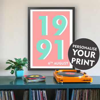 1991 Personalised Year Typography Print, 7 of 12