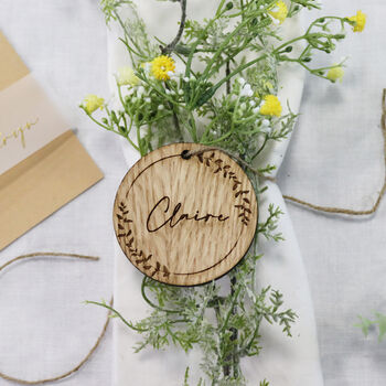Personalised Round Wooden Place Name Setting, 5 of 7