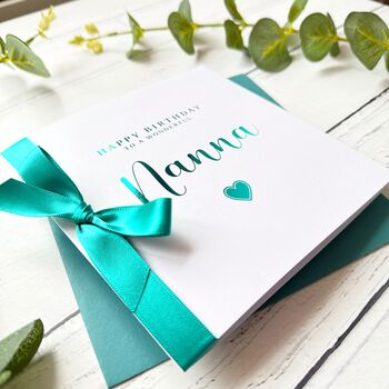 Personalised Teal Foil Birthday Card Any Name, 2 of 8