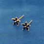 July Onyx Birthstone Stud Earrings, Flower Studs, Gold Studs, thumbnail 1 of 7