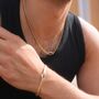 Gold Lapis Lazuli Gemstone Cuban Chain Necklace Chain For Men, thumbnail 11 of 12