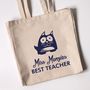 Personalised Tote Bag For Teacher's, Owl Cat Dog Design, thumbnail 3 of 6