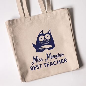 Personalised Tote Bag For Teacher's, Owl Cat Dog Design, 3 of 6