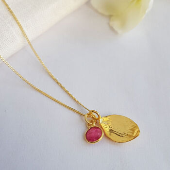 July Birthflower Birthstone Gold Plated Necklace 925, 8 of 9