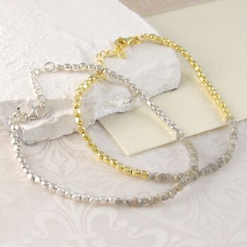 Rough Diamond Beaded Sterling Silver April Birthstone Bracelet, 6 of 8