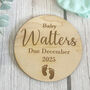 Personalised Wooden Baby Due Announcement Disc, thumbnail 4 of 6