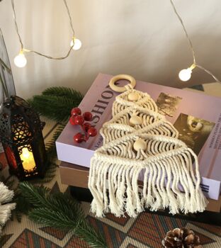 White Cotton Handmade Christmas Tree Festive Decoration For Window, 2 of 5