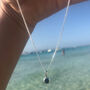 September Birthstone Sapphire Silver Charm Necklace, thumbnail 3 of 12