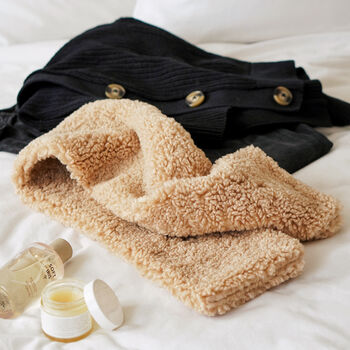 Cream Teddy Fleece Scarf, 4 of 4