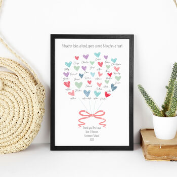 Personalised Teacher Gift Heart Print, 8 of 10