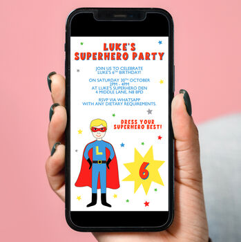 Personalised Superhero Digital Party Invitation, 2 of 3