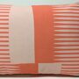 Combed Stripe Cushion, Coral, Peach + Grey, thumbnail 4 of 5