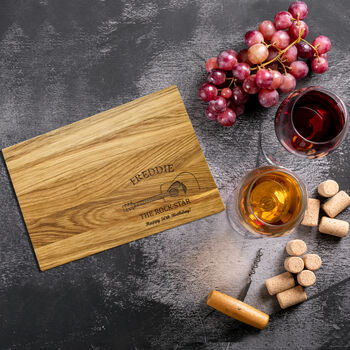 Gift For Music Lovers Guitar Oak Chopping Serving Board, 2 of 3