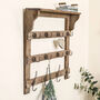 Farmhouse Wooden Wall Shelf With Hooks, thumbnail 1 of 4