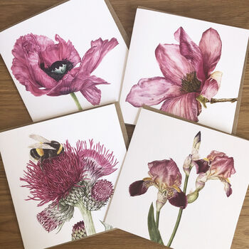 Bumble Bees And Floral Blank Botanical Art Cards, 2 of 6