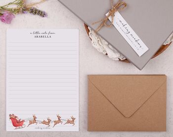 A5 Personalised Christmas Letter Writing Paper Santa Sleigh Design, 3 of 5