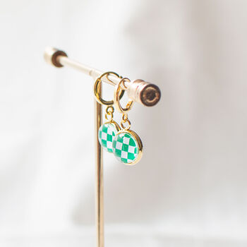 Green And White Checkerboard Earrings, 5 of 8