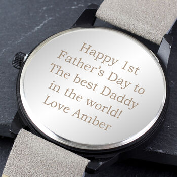 Personalised Mens Black And Grey Watch In Gift Box, 6 of 9