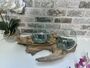 Teak Root Wooden Display With Double Molten Glass Bowls, thumbnail 1 of 11