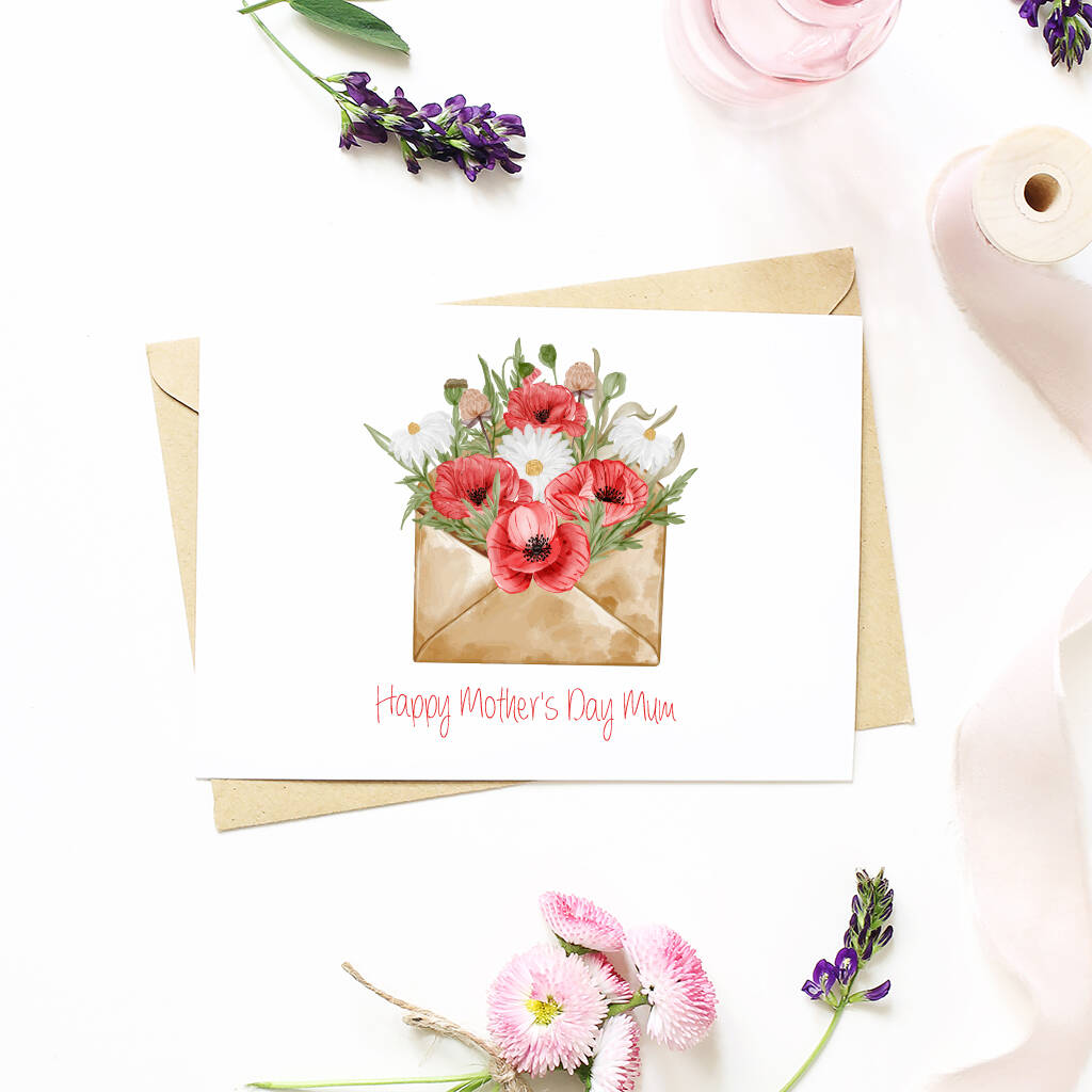 Personalised Flowers In An Envelope Mother's Day Card By Andrea Fays