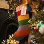 Christmas Stocking In Bold Rainbow Stripe Punch Needle, thumbnail 1 of 6