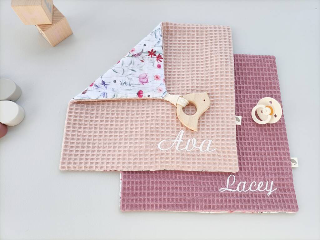 Personalised Organic Muslin Baby Comforter And Teether By Bambamboo Baby