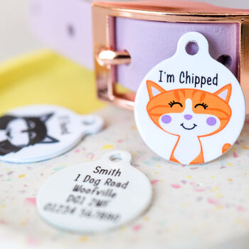 Cat ID Tag Personalised White Bold, 7 of 12