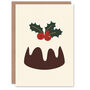 Cake Holly Icing Modern Graphic Xmas Christmas Card, thumbnail 1 of 4