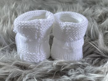White Knitted Baby Booties, 3 of 7