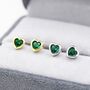 Tiny Emerald Green Cz Heart Stud Earrings, thumbnail 6 of 12