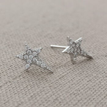 Sterling Silver And Crystal Star Earrings, 2 of 5