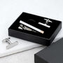 Personalised Two Tone Cubic Tie Clip And Cufflink Set, thumbnail 10 of 12