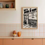 Wine Print | Let's Wine And Dine | Kitchen Wall Art | Retro Mid Century Restaurant Poster, thumbnail 2 of 8