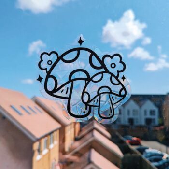 Mushroom Floral Suncatcher Sticker, 4 of 4
