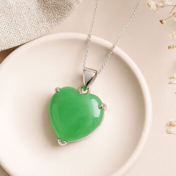 Personalised Sterling Silver Jade Heart Pendant Necklace, 5 of 10