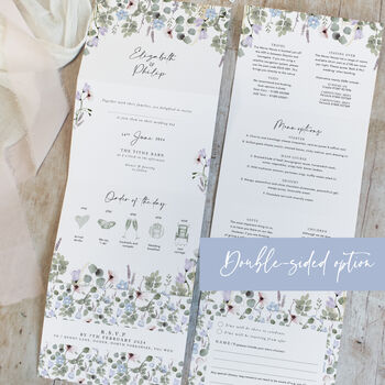 Periwinkle Foliage Concertina Wedding Invitations With Integrated RSVP, 3 of 5