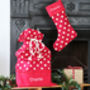 Personalised Santa Sack Christmas Stocking Set Spots, thumbnail 1 of 12