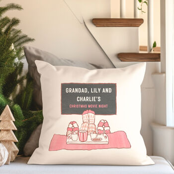 Grandparent / Parent And Child's Christmas Movie Night Cushion, 4 of 5