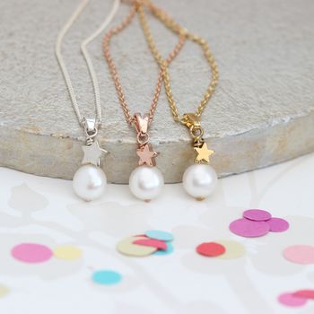 Mini Single Pearl Pendant With Star, 4 of 11