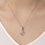 80th Years Necklace Silver Heart And Rose Gold Flower Pendant, thumbnail 2 of 5