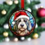 Old English Sheepdog In Santa Hat Suncatcher Decoration, thumbnail 3 of 6