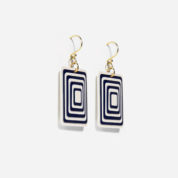 Navy And White Geometric Earrings, 4 of 6